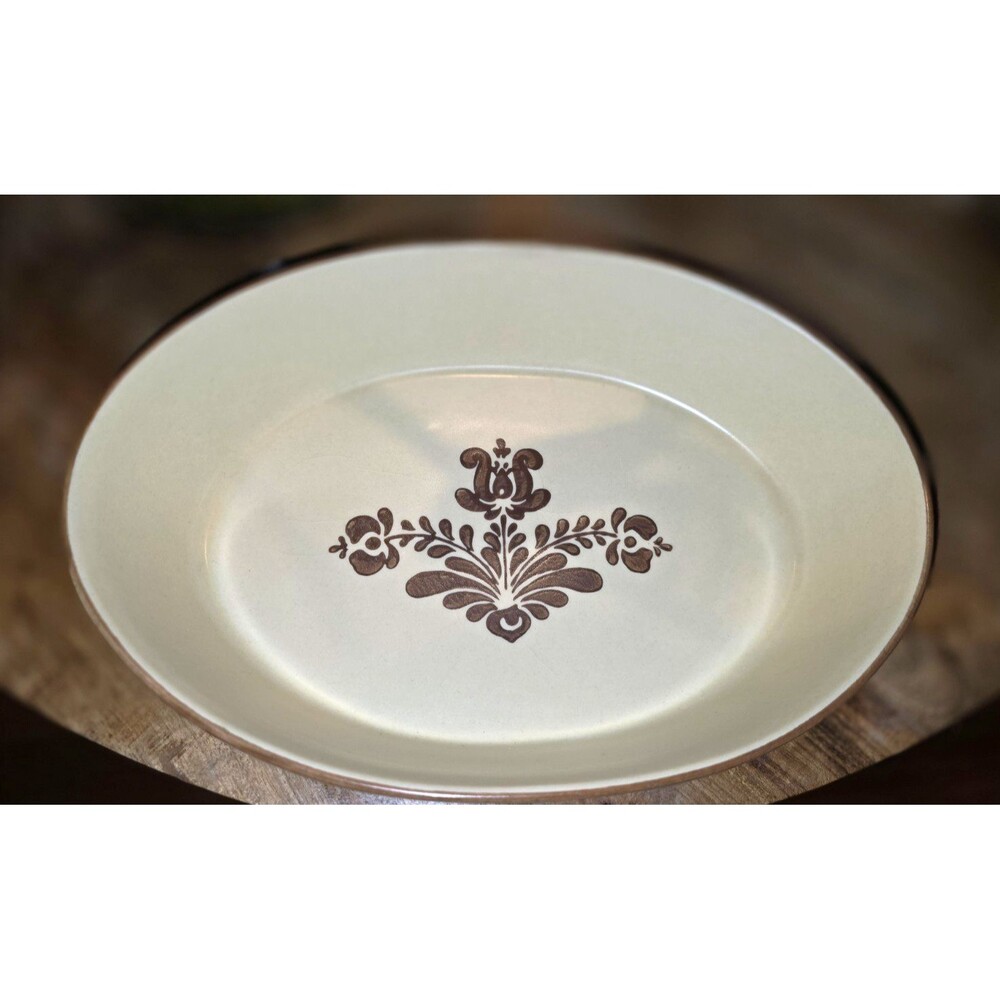 Pfaltzgraff Beige/Brown Floral Oval Serving Dish Stoneware Glossy MPN 200